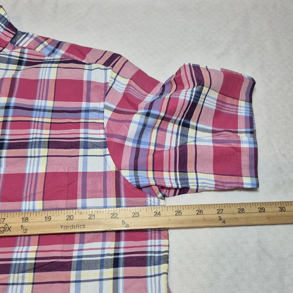 Roundtree & Yorke Mens Size L Plaid Long Sleeve Button Up Shirt Pink Multi (57) - Picture 4 of 9